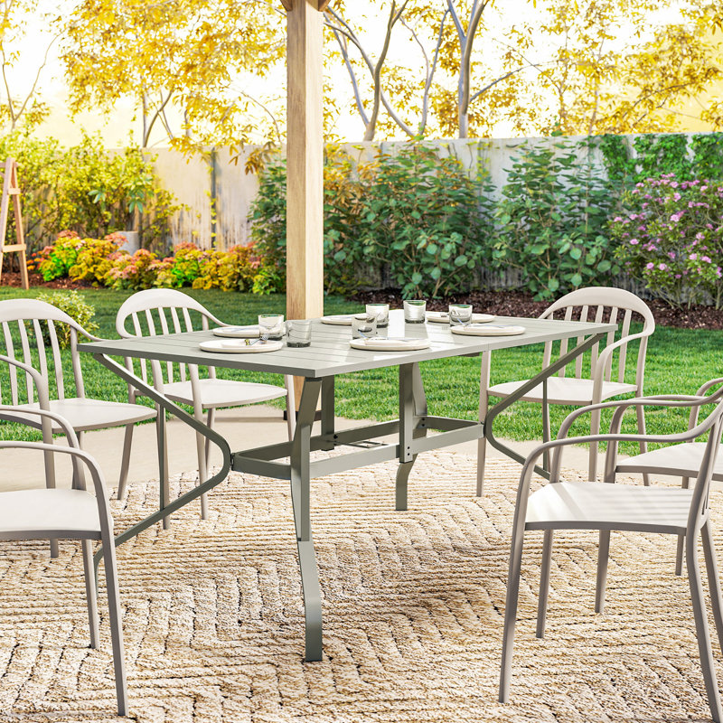 Rectangular Outdoor Dining Table With Umbrella Hole , 150cm cm W 90cm cm D