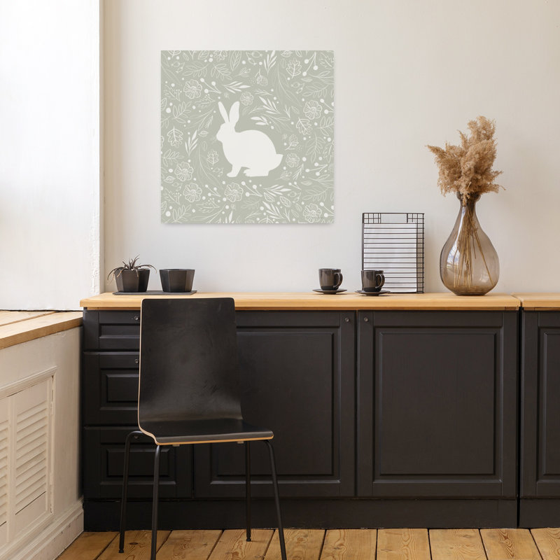 Art floral de lapin floral, H 18 po x l 18 po