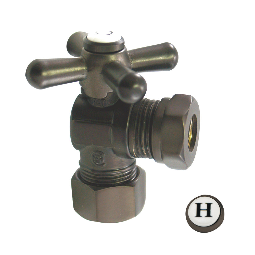 Kingston Brass Vintage 5/8-Inch OD Comp x 1/2 or 7/16-Inch Slip Joint Quarter-Turn Angle Stop Valve Kingston Brass 