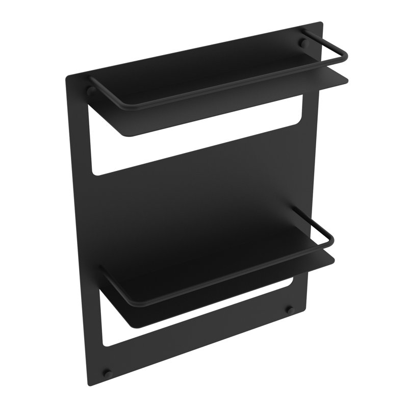 Tablette murale double double - noir mat, fabrication en laiton de qualité supérieure, quincaillerie d'installation incluse