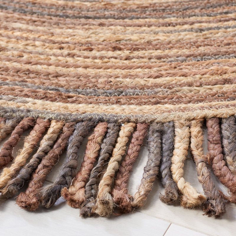 Tapis en jute fait à la main Grendel, Rond 4 pi