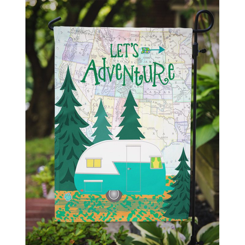 Drapeau de jardin Berwyn Let's Adventure Glamping Trailer, H 15 po x l 11 po