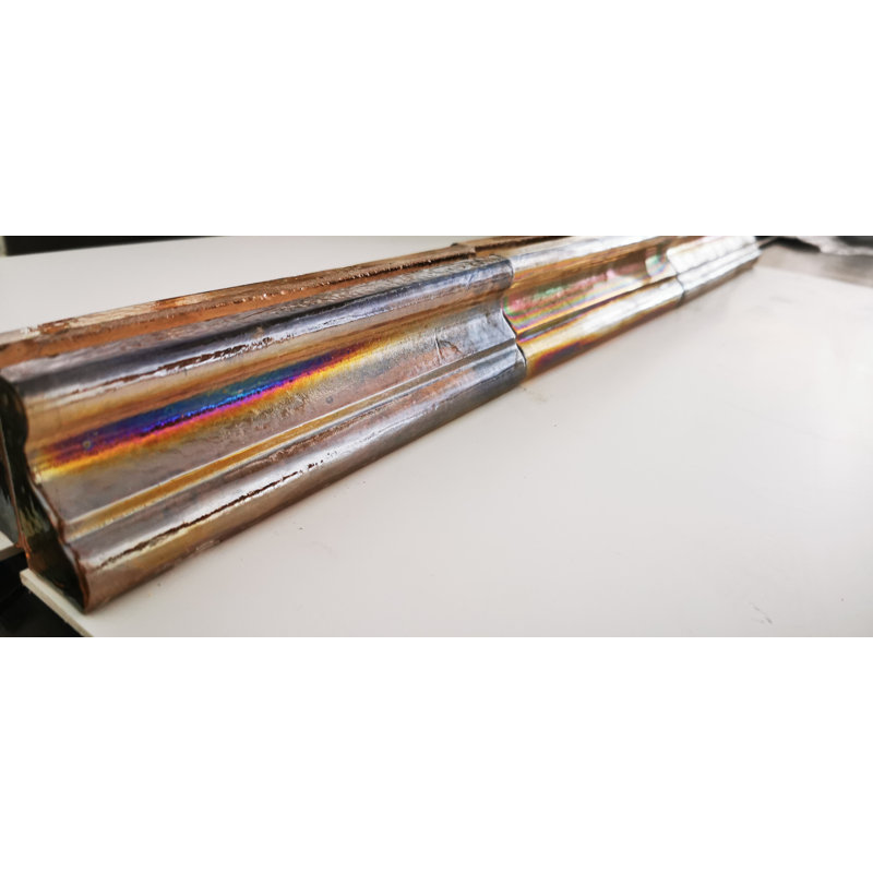 Atmosphere 2 in. x 8 in. Iridescent Recycled Glass Handmade Trim Decorative Wall & Pool Tile, Iridescent Orange