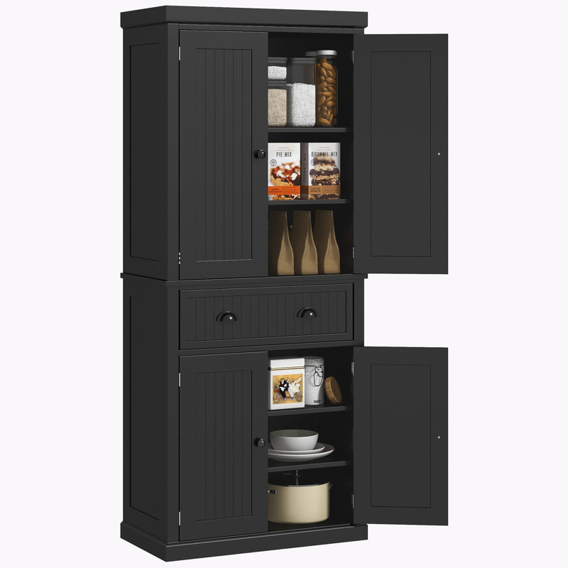 Armoire de rangement avec tiroir et tablettes réglables, Noir, noir, noir, noir