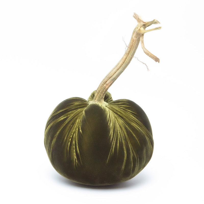 Moss Silk Velvet Pumpkin, 13" H x 11" W x 11" D