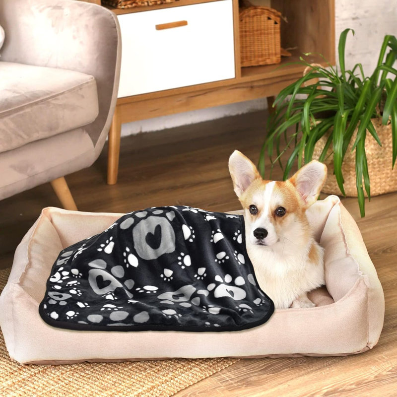Couverture en fausse fourrure pour animaux, Noir