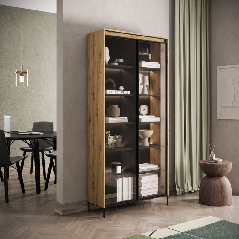 Vannatta Display Cabinet, Oak Artisan/Black