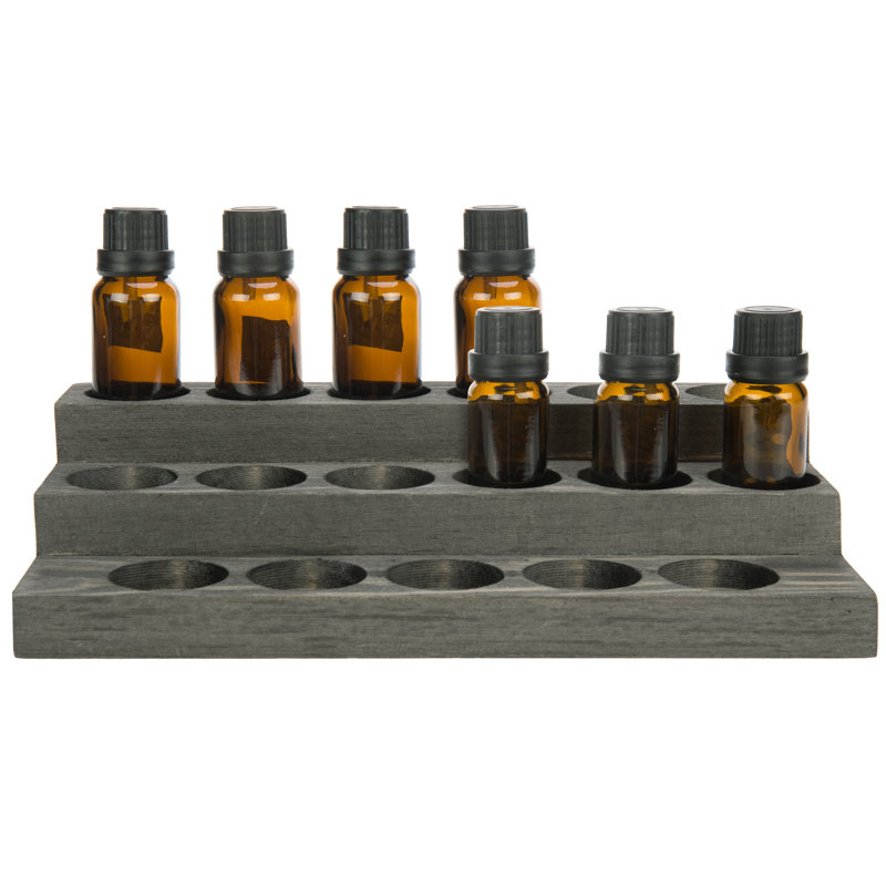 Wood 17 Compartment Makeup Organiser, Grey