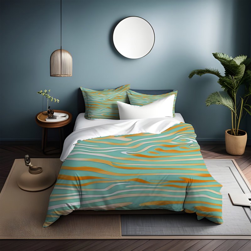 Polyester Abstract Duvet Cover, King Duvet Cover + 2 King Shams