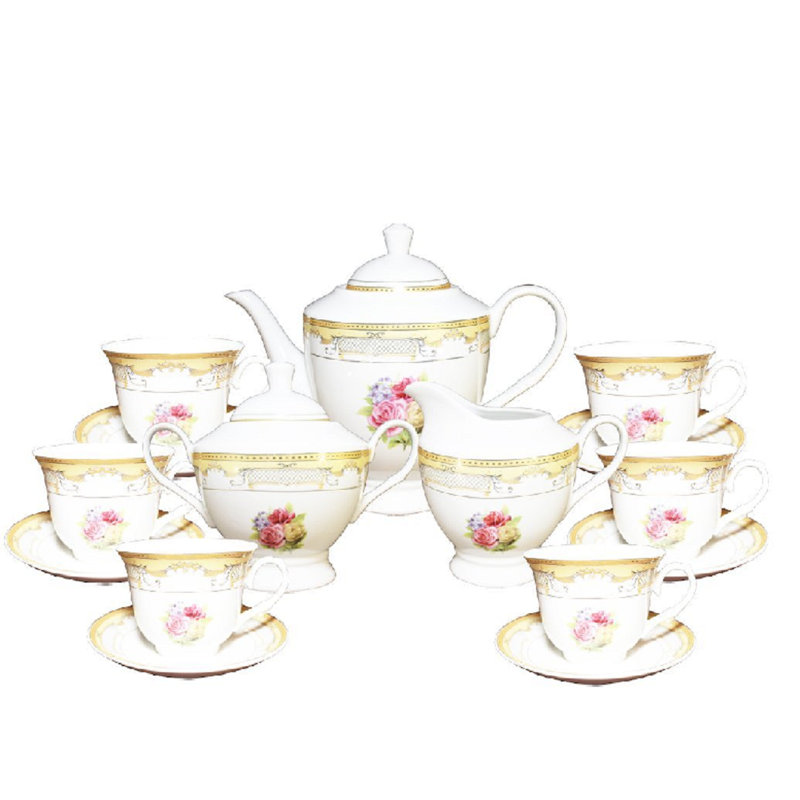 August Grove® Fabien Floral Teapot Set, Gold