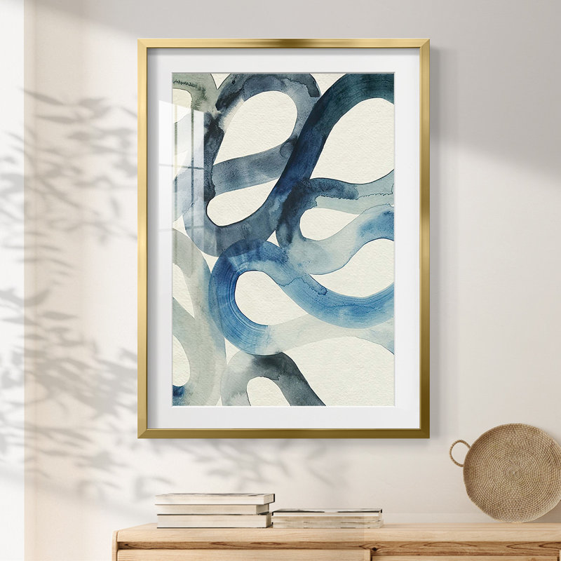 Water & Sand I -Framed Print, 25.5" H x 17.5" W, Gold