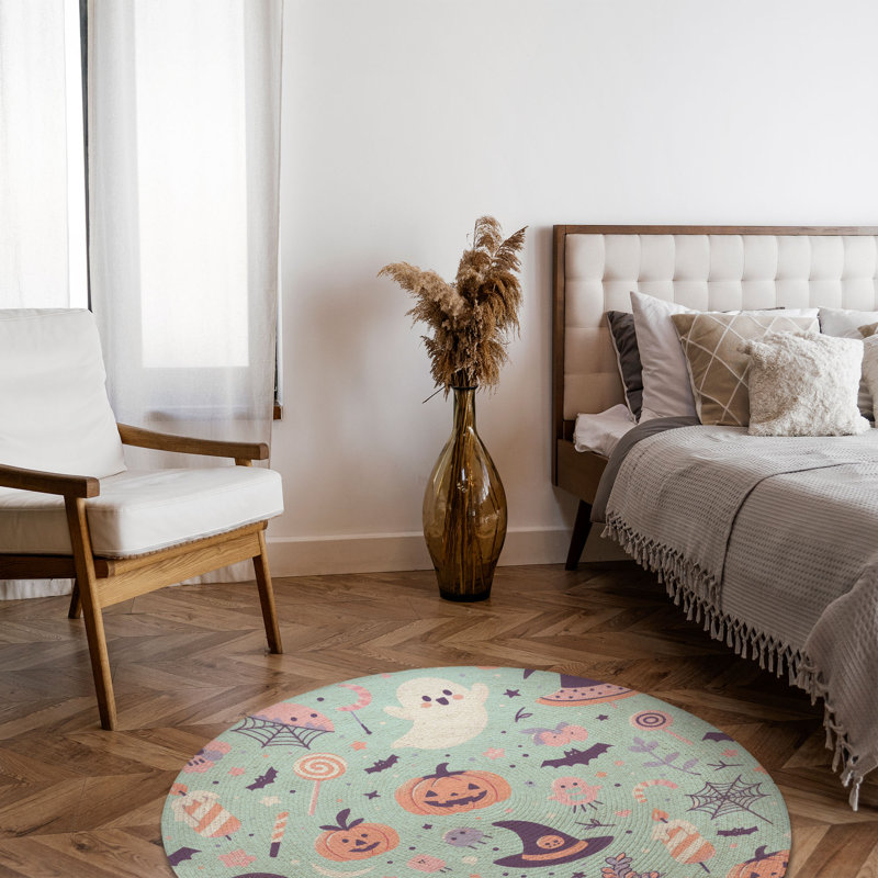 Tapis tressé clair nuit tombée, Rond 5 pi