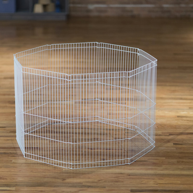 White Metal 8-Panel Small Animal Playpen