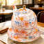 Ensemble de théière et tasse en céramique pour une personne, ensemble de thé en porcelaine à motif floral pour la maison, le bureau ou le thé, comprenant une théière, une tasse et une soucoupe