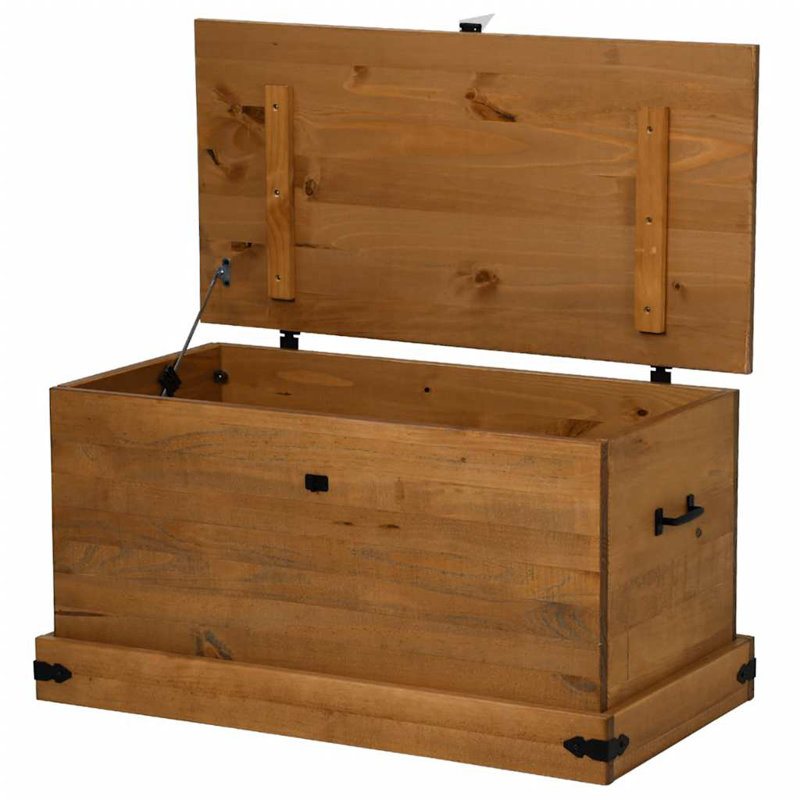 Coffre de rangement en bois de pin massif brun moyen Vidaxl