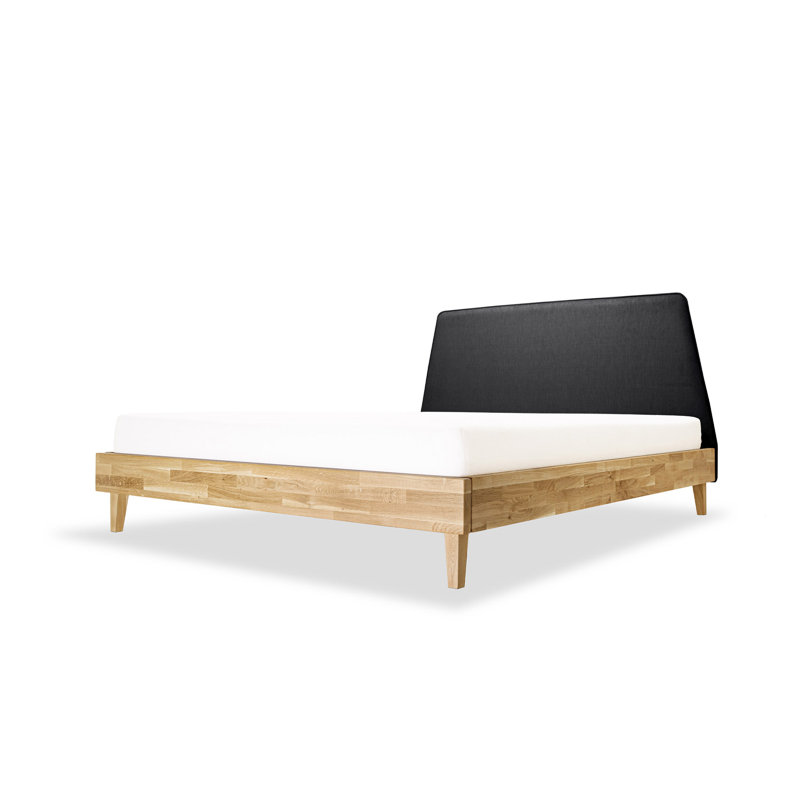 Upholstered Bed, Black, 160 x 200 cm