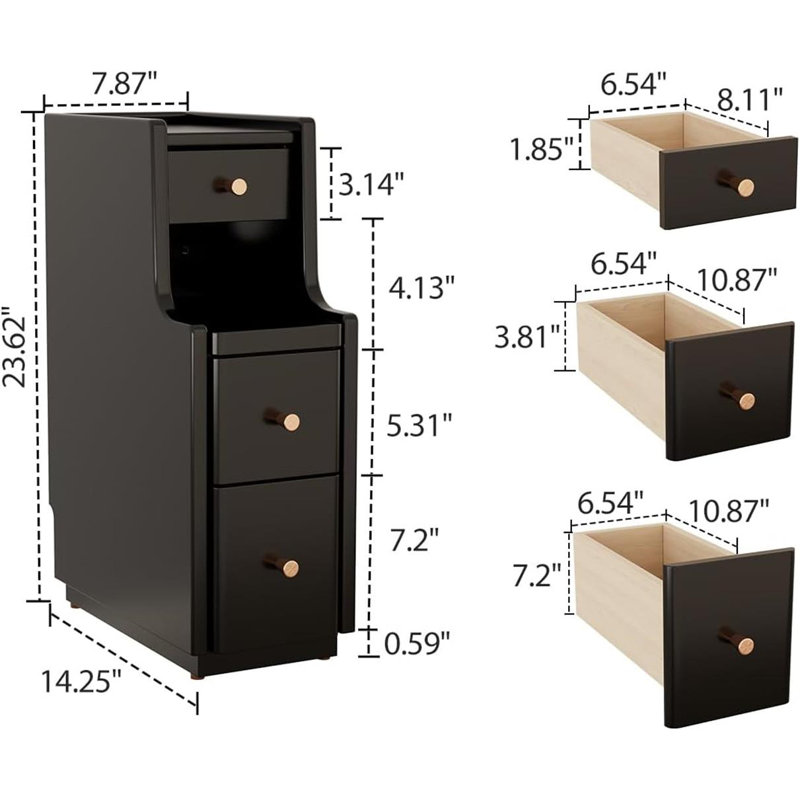 Narrow Bedside Table With Drawers