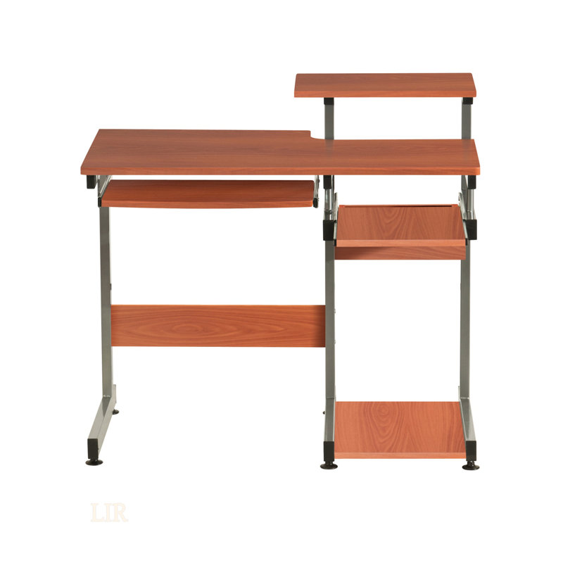 Techni Mobili Complete Computer Workstation Desk, Woodgrain, With Moisture-Resistant Veneer And Scratch-Resistant Steel Legs