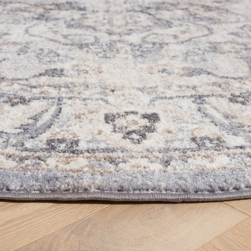 Tapis gris / ivoire Hka, Rond 6 pi 7 po