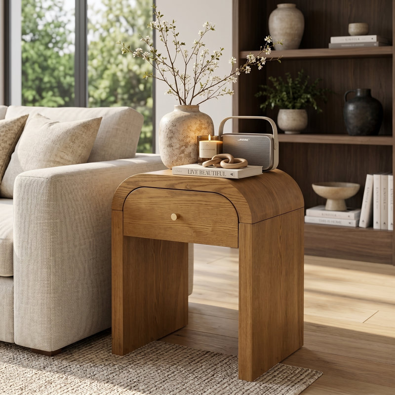 Table de bout avec tiroir Ashcurve, Walnut Brown