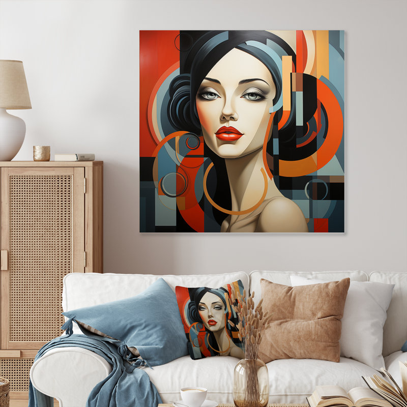 Cubisme multicolore, création de femme III - cubisme, art mural en métal, H 29 po x l 29 po x P 1,5 po