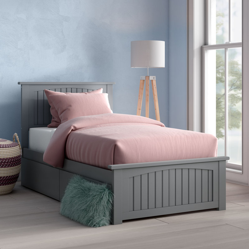 Amodio Solid Wood Platform Bed with Matching Footboard and Storage Drawers, Twin XL