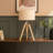 Plamond Light Wood Tripod Table Lamp with Cream Boucle Reni Shade and 6W LED GLS Bulb-47019618-47019619