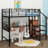 Loft Bed With Desk And Metal Grid, Stylish Metal Frame Bed With Lateral Storage Ladder And Wardrobe-116706025-101515702