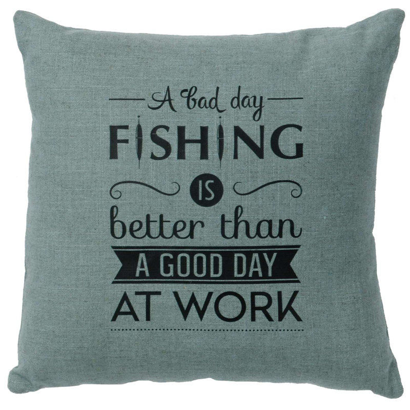 Wooded River Image Pillow - Fishing Day - Linen Straw, Straw