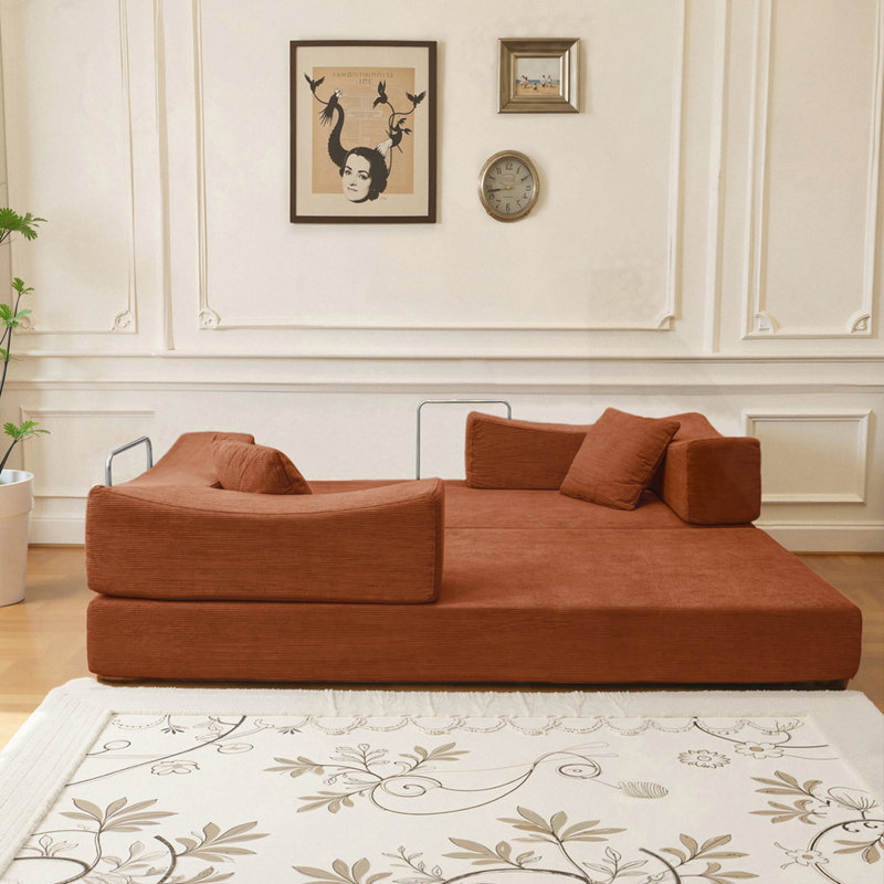 Canapé-lit modulaire convertible 2-en-1, Brun