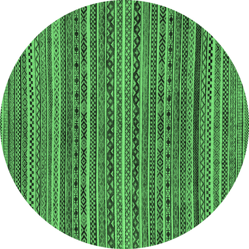 Tapis lavables à la machine à motif abstrait vert émeraude 2309, Rond 4 pi