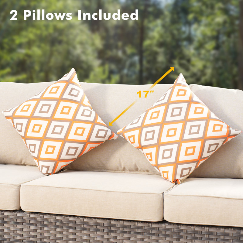 Lovall Premium All-Weather Wicker 9 - Person Patio Conversation Set with Cushions, Beige