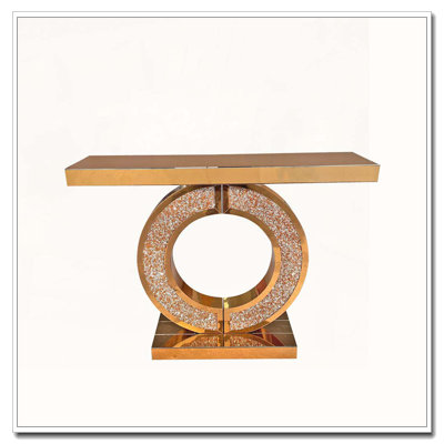 Console en miroir avec incrustation de diamant concassé, longue entrée