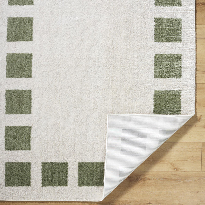 Tapis en polyester tissé à la machine à motif géométrique beige clair Kyro, Rectangle 7 pi 10 po x 10 pi