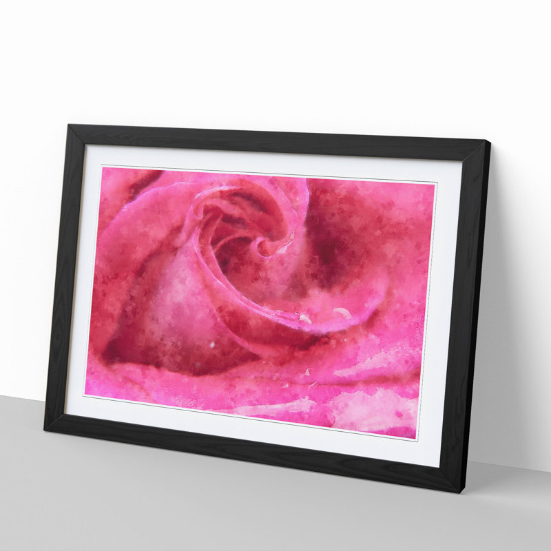 Pink Rose Flower Vol.8 - Framed Print, 27cm H x 36cm W x 2cm D, Black Framed