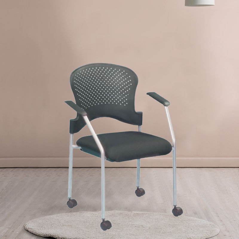 Chaise de bureau en plastique Diyala, Argent argent, Vert, Non