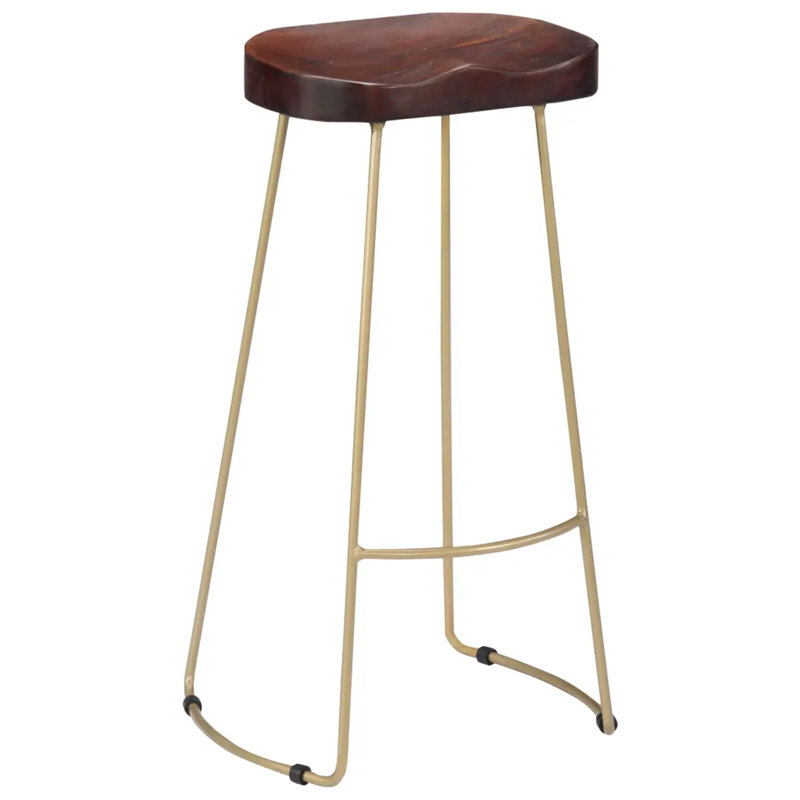 Fuchs Solid Wood Counter Stool, Gold/Brown
