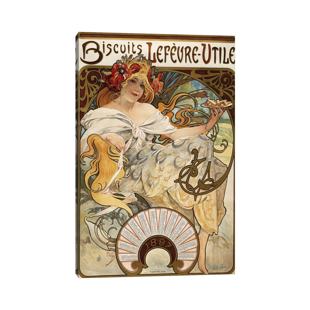 Lefevre-Utile Biscuit Co. Calendar Advertisement, 1897 by Alphonse Mucha - Wrapped Canvas Gallery-Wrapped Canvas Giclée