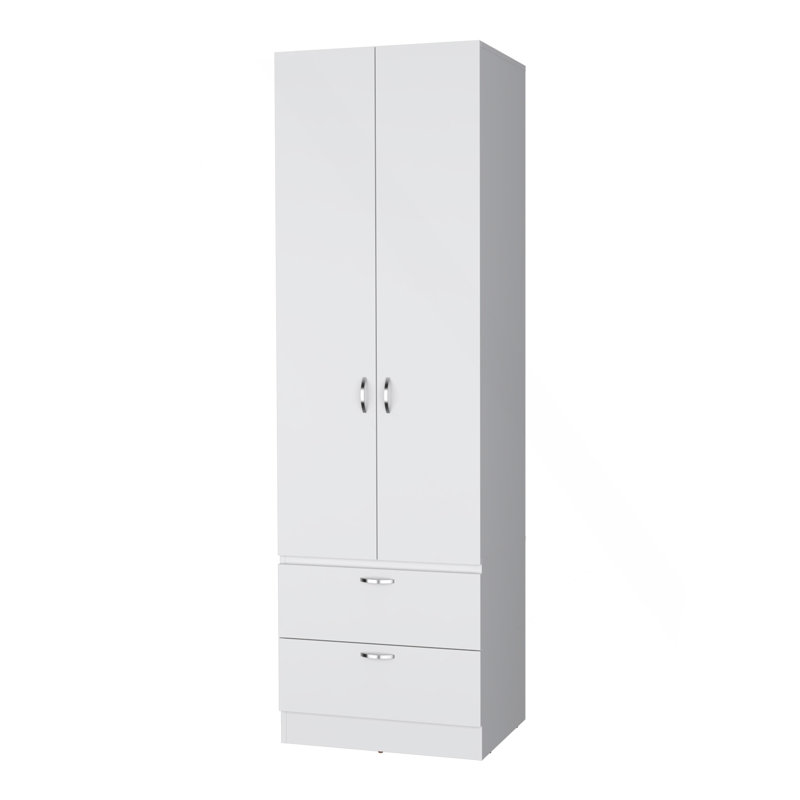 Armoire haute en mélamine avec deux portes et deux tiroirs Mayer