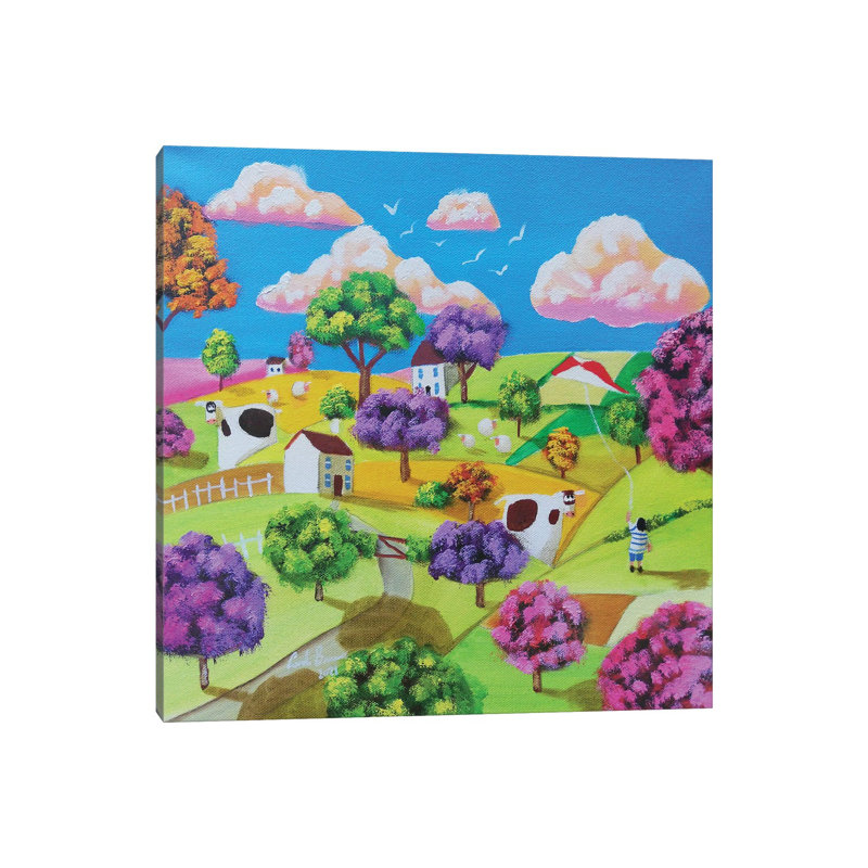 Flying A Kite by Gordon Bruce - Wrapped Canvas Print, 30.48 cm H x 30.48 cm W