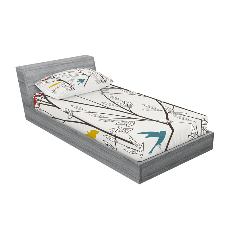Drap-housse et coussin décoratif Ambesonne, Ensemble de draps pour lit simple + 5 pièces supp