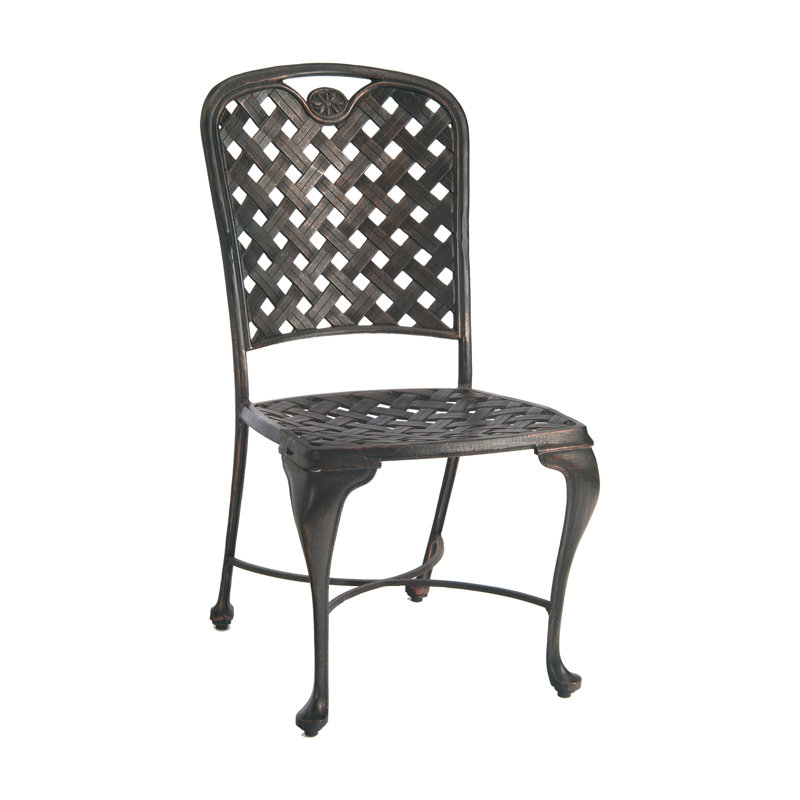 Provance Patio Dining Side Chair with Cushion, Ancient Earth, No Welt, Linen Forest