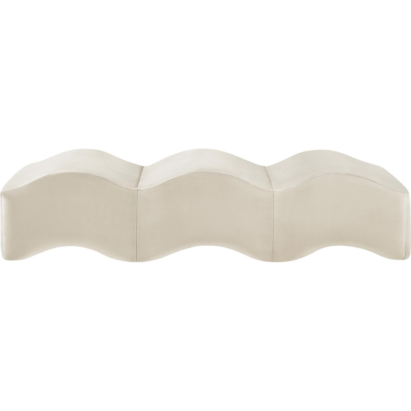 Banc en velours Leavon, Velours crème