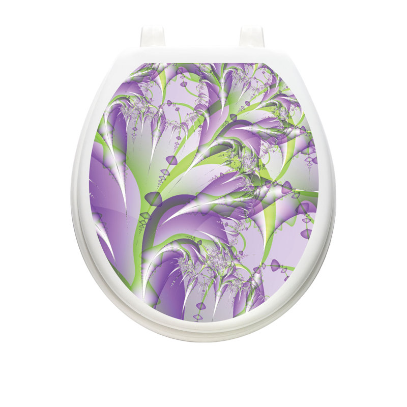 Abstract Lavender Fields Toilet Seat Decal – Toilet Tattoos Static Cling Vinyl Lid Cover Fits Round & Elongated Seat, Round