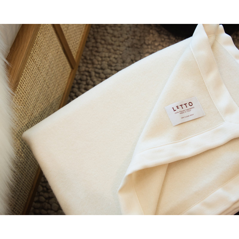 Alpina Cashmere Blanket, 86.5" W x 98" L, Cream