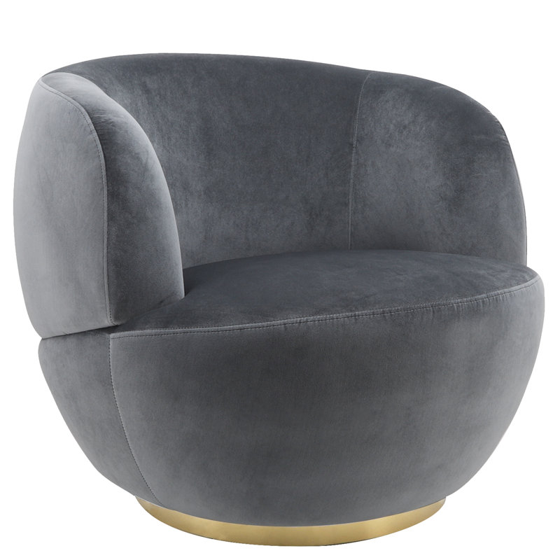Fauteuil demi-tonneau l 34 po, Velours gris