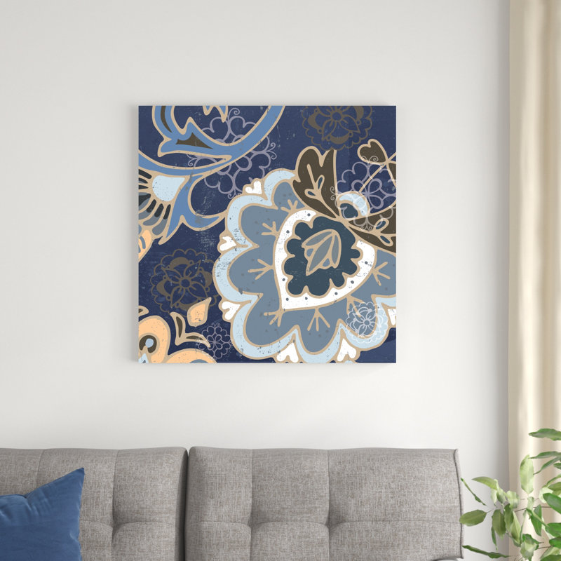Fleur de cachemire bleu II, H 30 po x l 30 po x P 1,25 po
