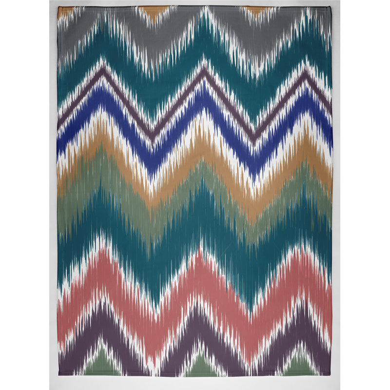 Jeté Ikat-arina, L 60 po x l 50 po, Corail bleu (sarcelle / brun)
