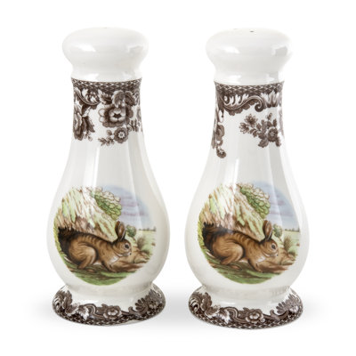 Spode Woodland Salt/Pepper Shakers 6.5" Rabt