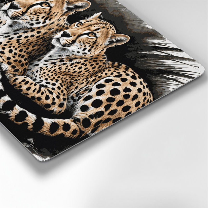 «Big Cats Cheetahs», art mural en métal noir, H 12 po x l 18 po